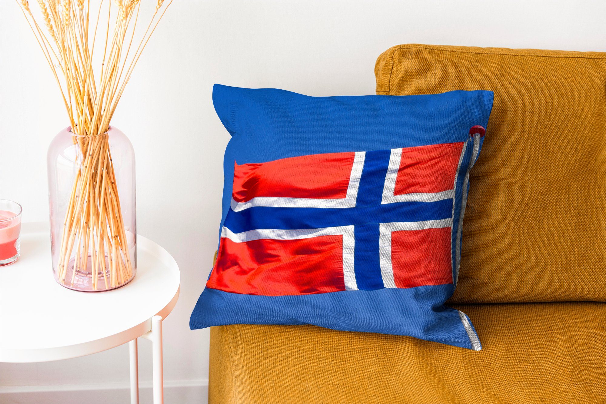 MuchoWow Dekokissen Himmel, für blauen Deko, am Füllung Schlafzimmer, Wohzimmer, mit Zierkissen Sofakissen Flagge Norwegische