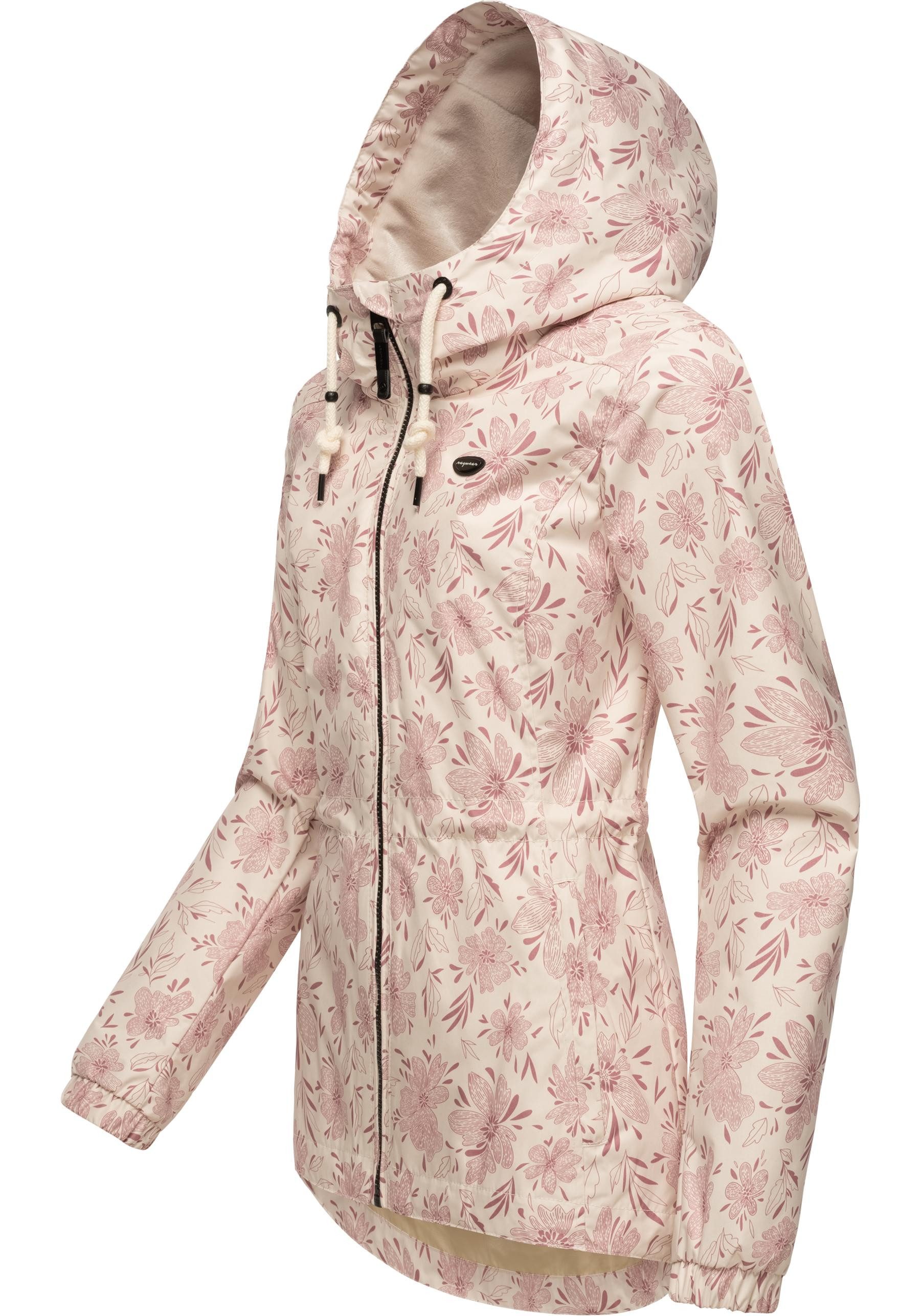 Ragwear Outdoorjacke Dankka Spring Wasserdichte Damen Jacke mit floralem Allover-Print