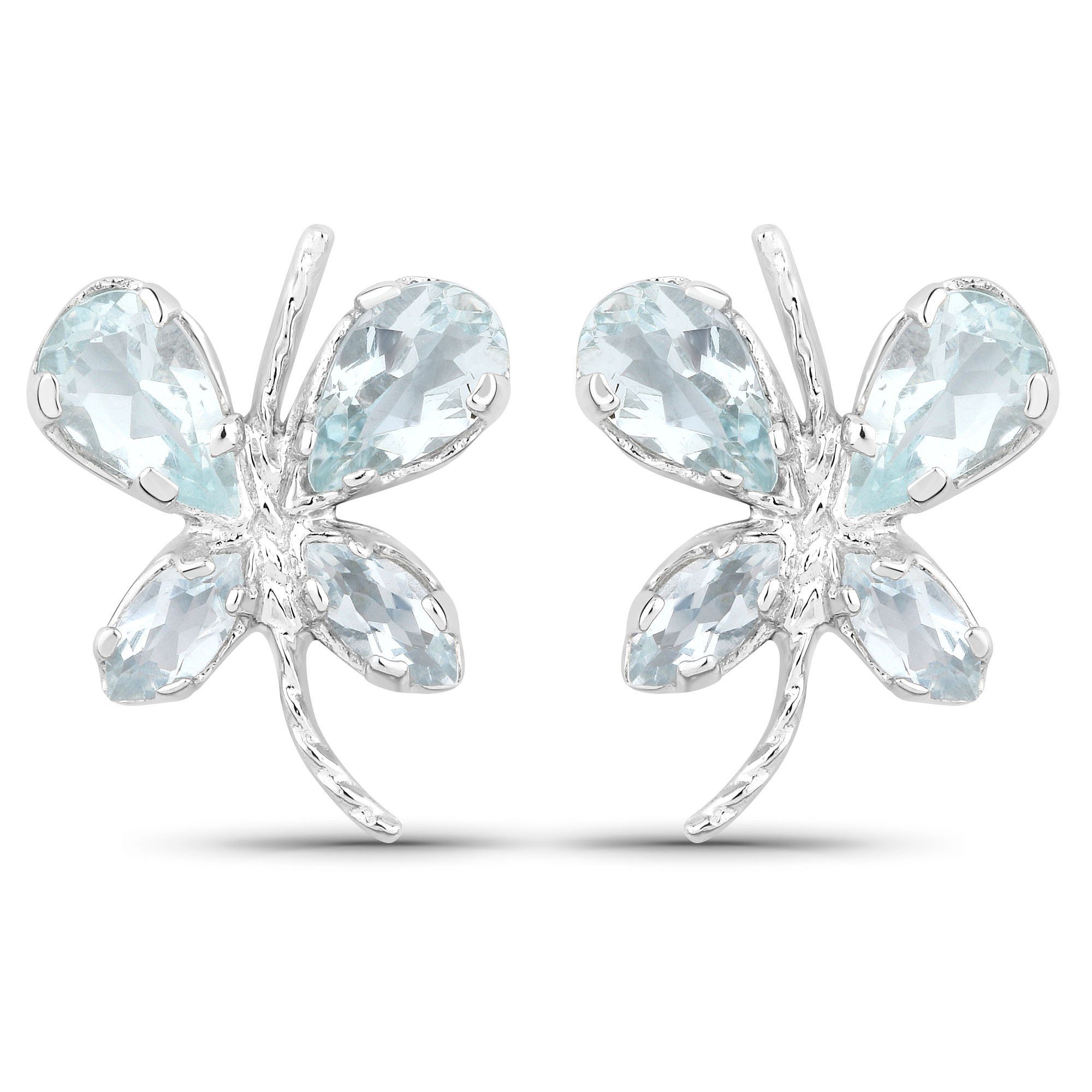spottbillig verkaufen Vira Jewels Paar Ohrstecker 925-Sterling Silber rhodiniert Aquamarine hellblau Glänzend