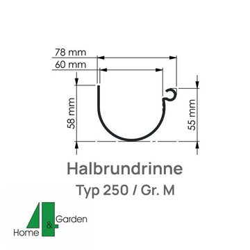 4 Home&Garden Dachrinne Halbrundrinne 60mm Einzelteile Dachrinnensystem Typ250 Braun