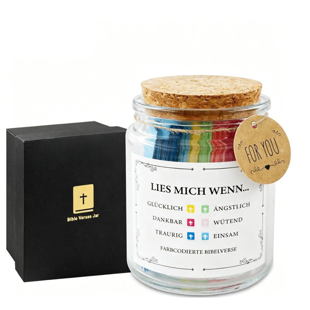 AFKSMILE Grußkarten Bibelverse Im Glas Deutsch, Bibelglas Deutsch, Christliche Geschenke, Bible Verses Jar mit 96 bunten Farbigen Bibelversen, Bibel Zubehör