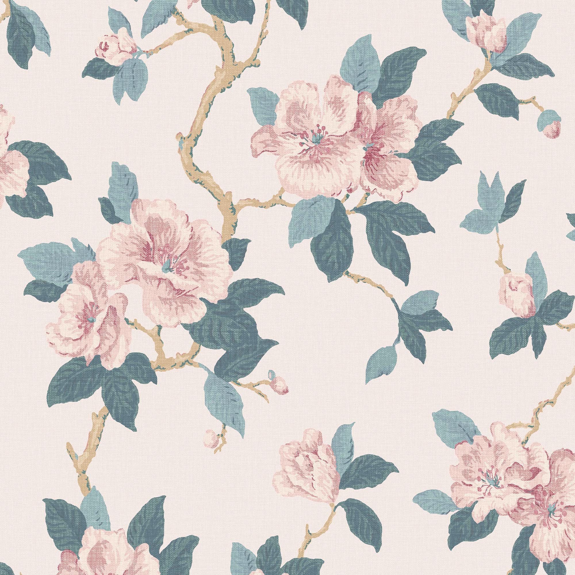 LAURA ASHLEY Vliestapete MAYA, glatt, floral, (1 St), Design Tapeten