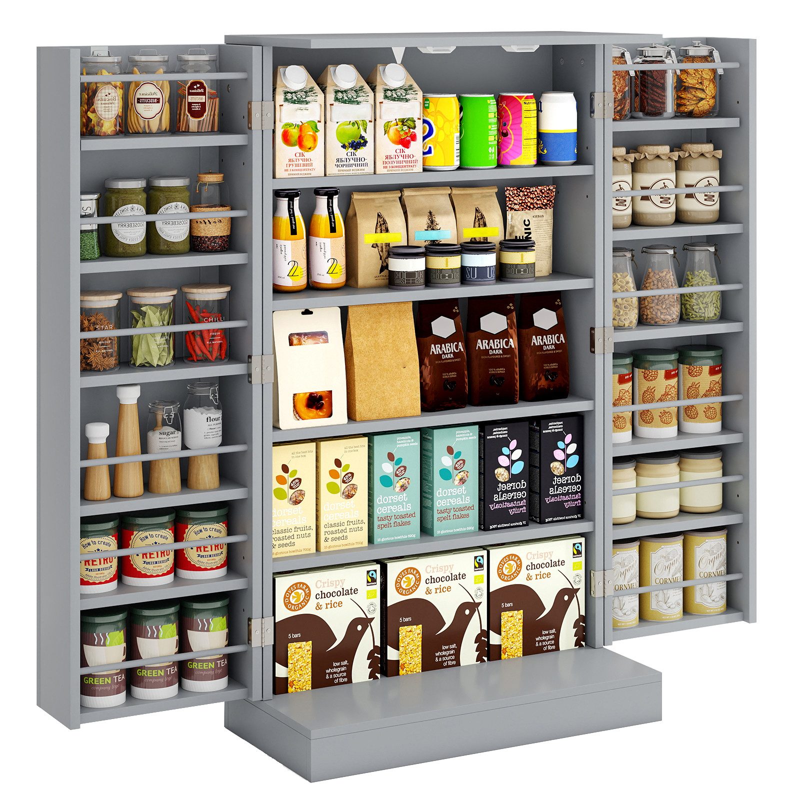 COSTWAY Mehrzweckschrank Küchenschrank mit 6 verstellbaren Einlegeböden günstig online kaufen