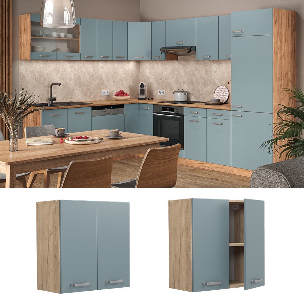 Vicco Hängeschrank R-Line, Blau-Grau/Goldkraft Eiche, 60 günstig online kaufen