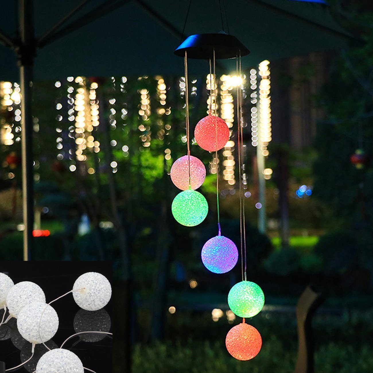 LETGOSPT LED Solarleuchte Solar Muttertagsgeschenk integriert, Spinner, Gartenbeleuchtung Solar fest Wind Glockenspiele Garten LED für Lampe, LED Balkon Windspiel Dekor Außen Spiral Terrasse Solarleuchten Chime Light