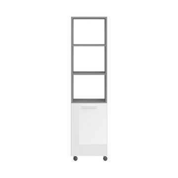 möbelando Beistellwagen Air, (BxHxT: 35x140x37 cm), in grau/weiß mit einer Tür und 5 Fächern