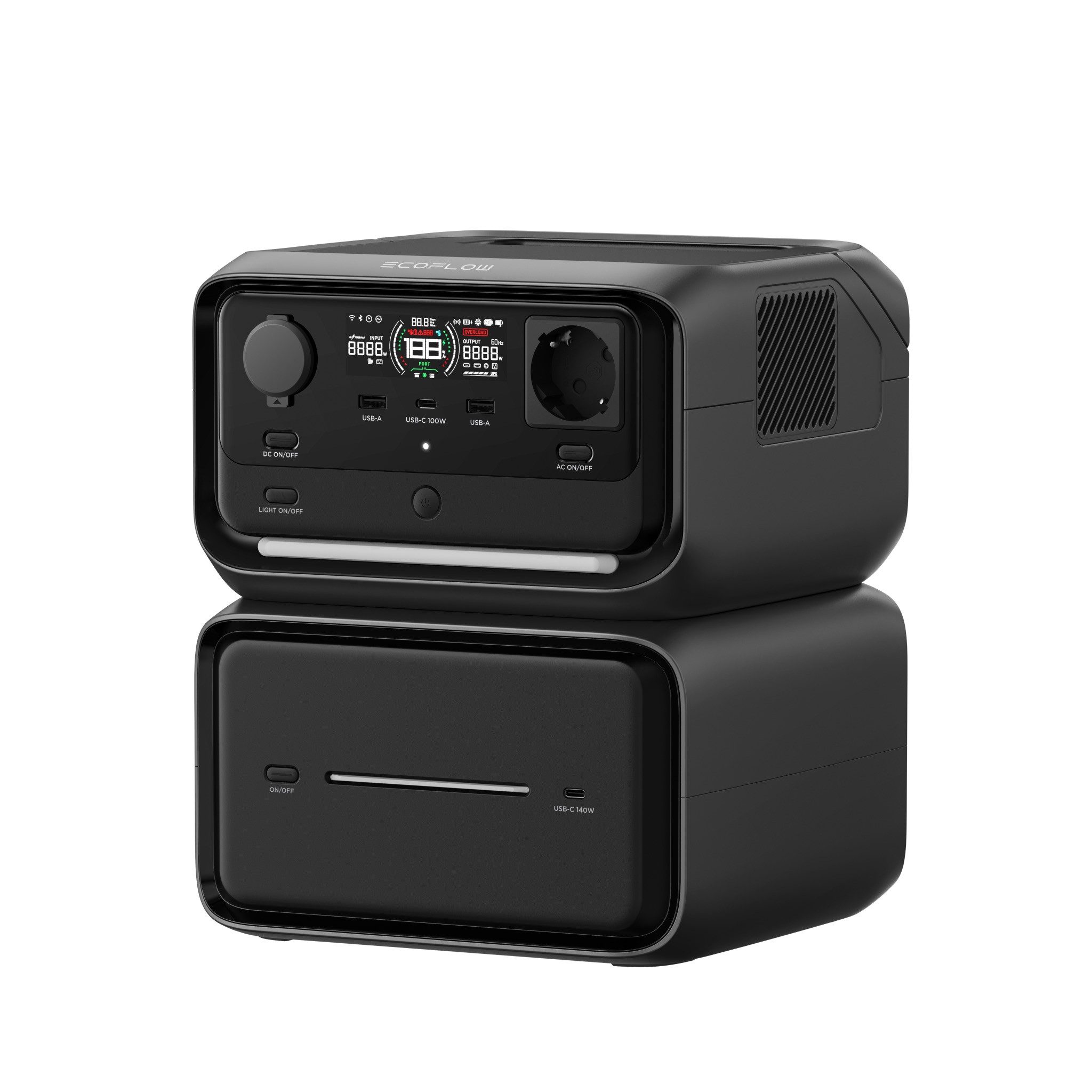 Ecoflow EcoFlow River 3 Max Plus Powerstation 286 Wh + Zusatzbatterie 572 Wh Powerstation River 3 Max Plus 268800 mAh, Schnellladung im X-Boost Modus