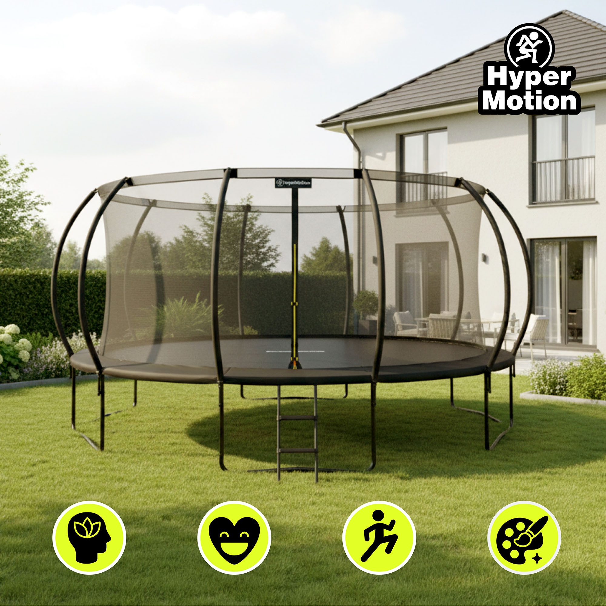 HyperMotion Gartentrampolin Gartentrampolin mit Leiter und Innennetz