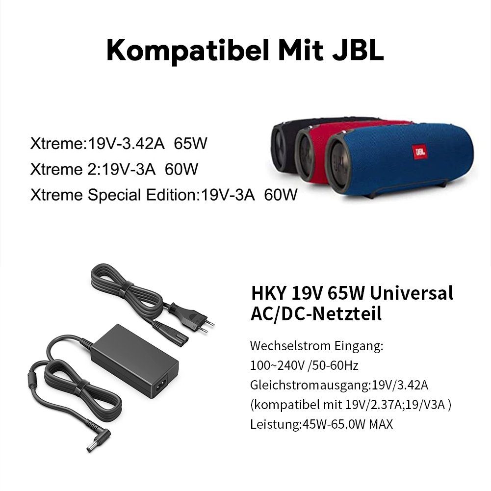 HKY 65W Netzteil für JBL Ladekabel JBL Xtreme, Xtreme 2, Xtreme Special Notebook-Netzteil (Fujitsu lifebook Ladekabel FMV-AC332A Netzteil FPCAC003I A12-065N2A)