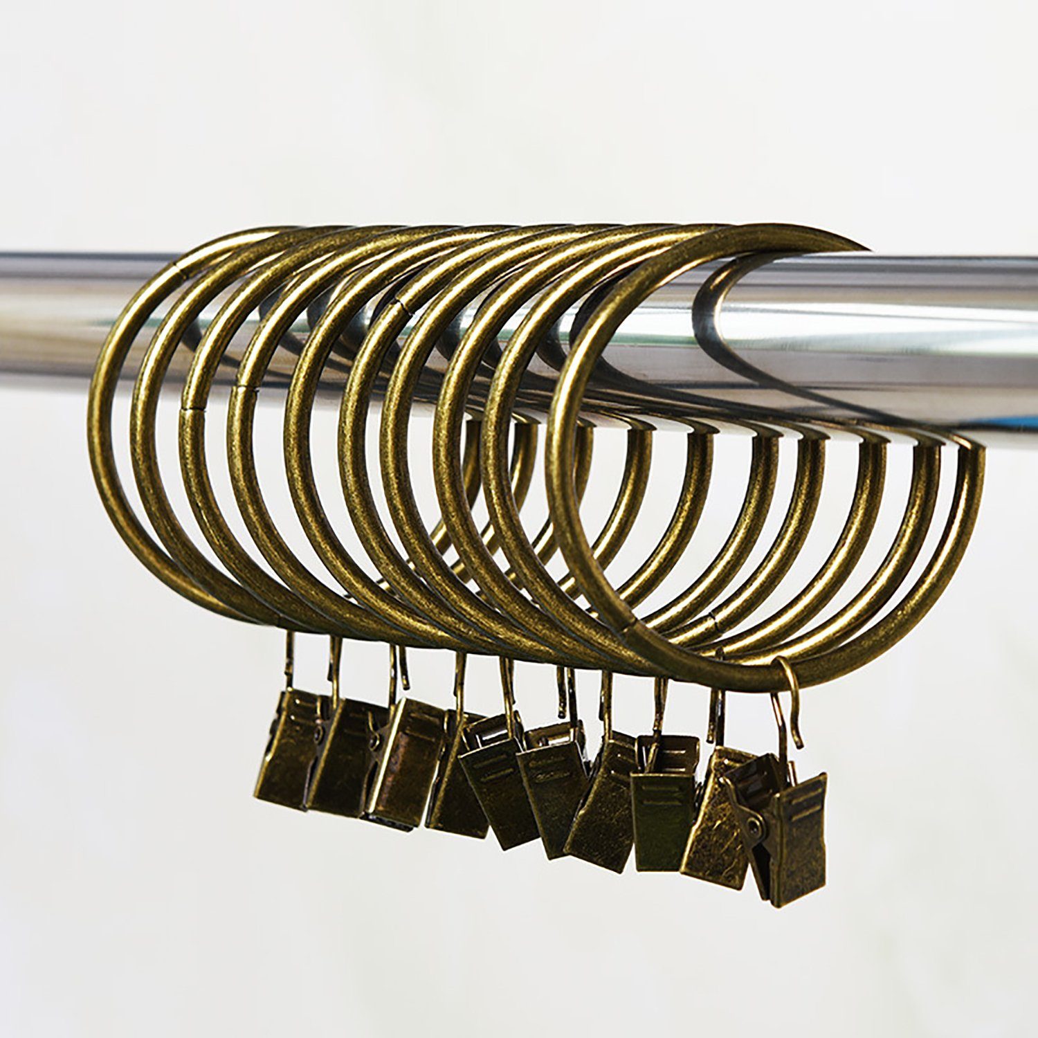 Klemmhalter für ZAXSD, Bronze 32mm mit Gardinenringe (40-St), Vorhangringe Vorhang Clips, Metall Gardinenstangen Ringe Haken mit Clips 40pcs Vorhang
