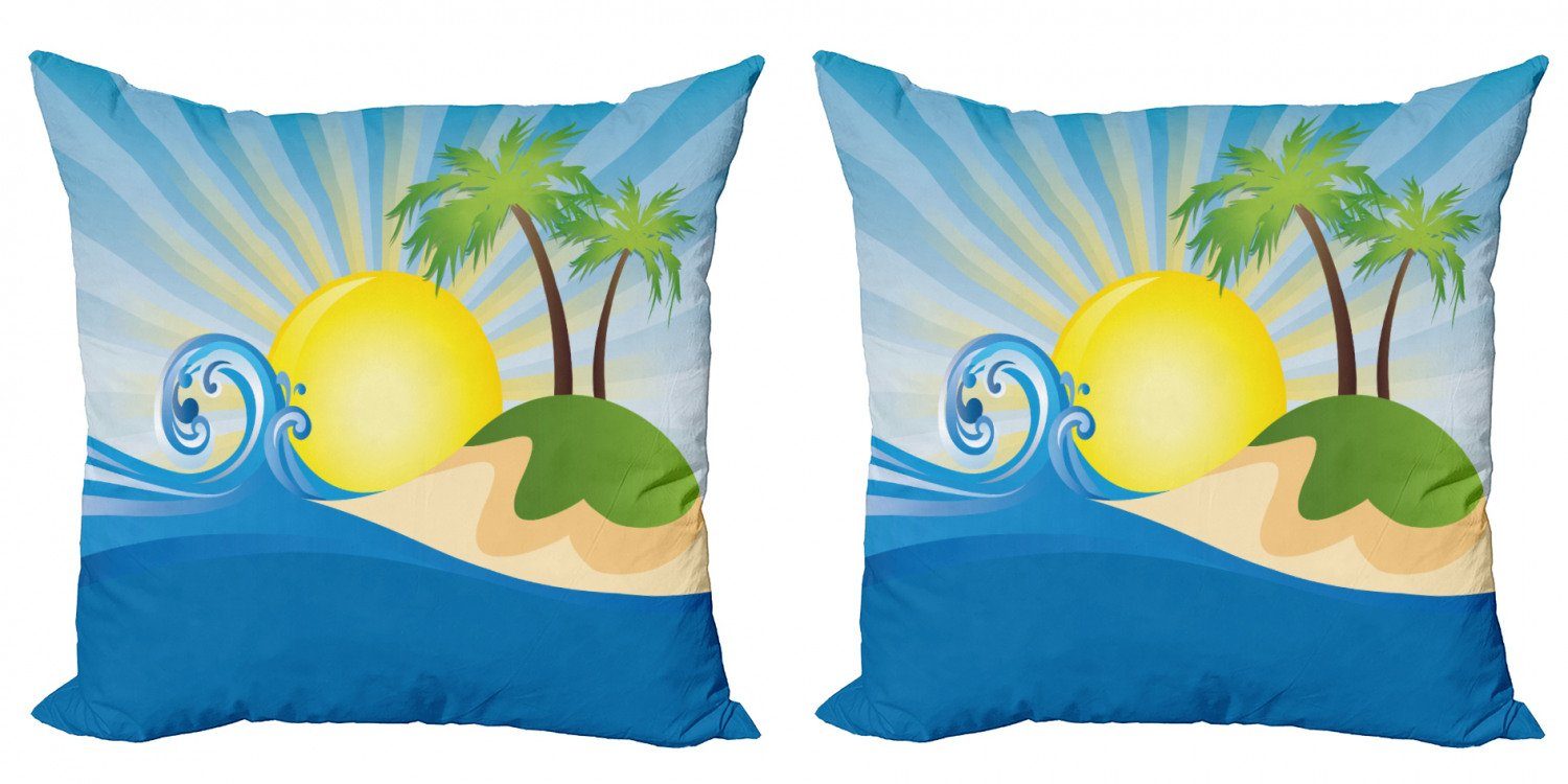 Tropical Modern Sun Strand Accent Island Doppelseitiger Abakuhaus Rays Stück), Digitaldruck, (2 Kissenbezüge