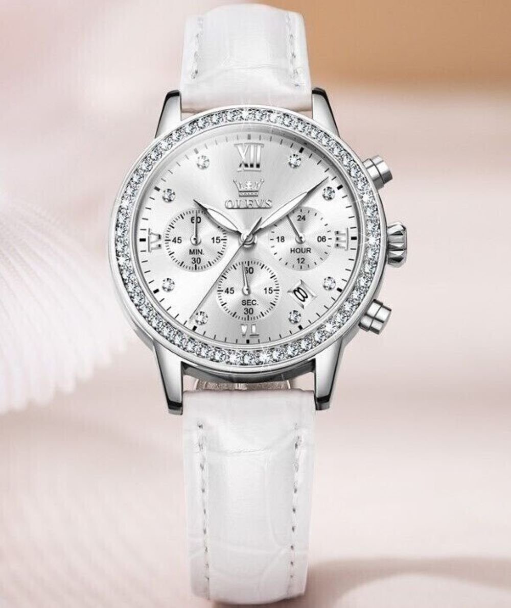 Uhr Tidy Damen Armband Luxus elegante Lederarmband Quarzuhr Chronograph, Uhrenbox