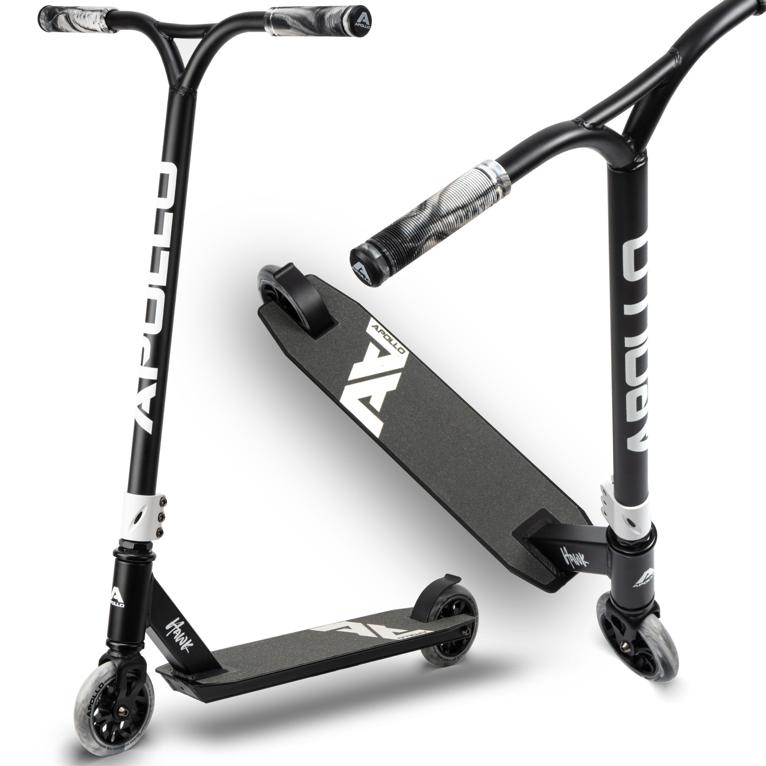 Apollo Stuntscooter Hawk - Scooter für Erwachsene, Jugendliche und Kinder ab 6 Jahren, extra breite Trittfläche & stabiler Lenker