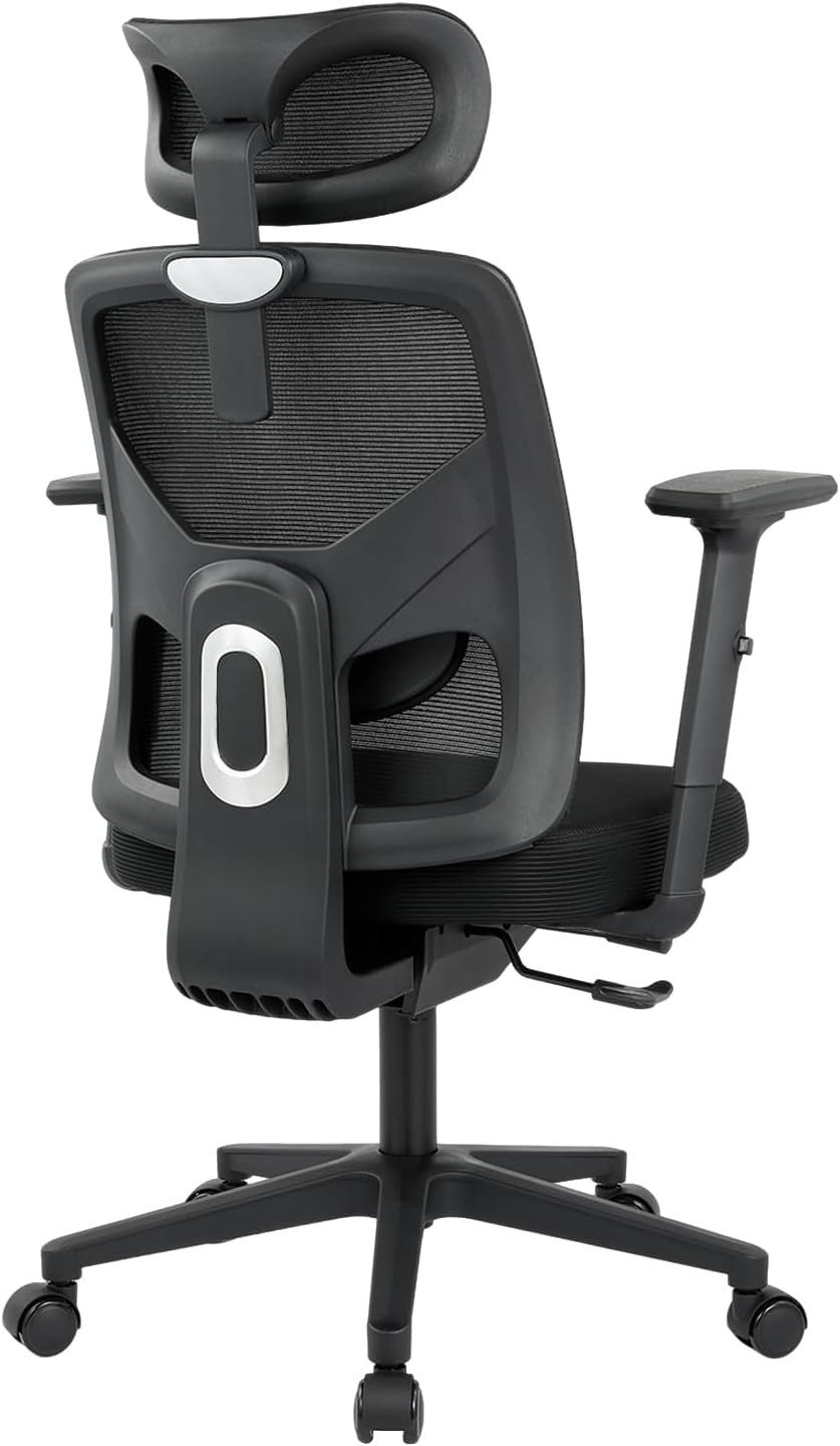 GarveeMore Bürostuhl Ergonomischer mit Netzrücken,Höhenverstellbarer Drehstuhl, Atmungsaktiver Schreibtischstuhl mit Armlehnen für Homeoffice & Büro