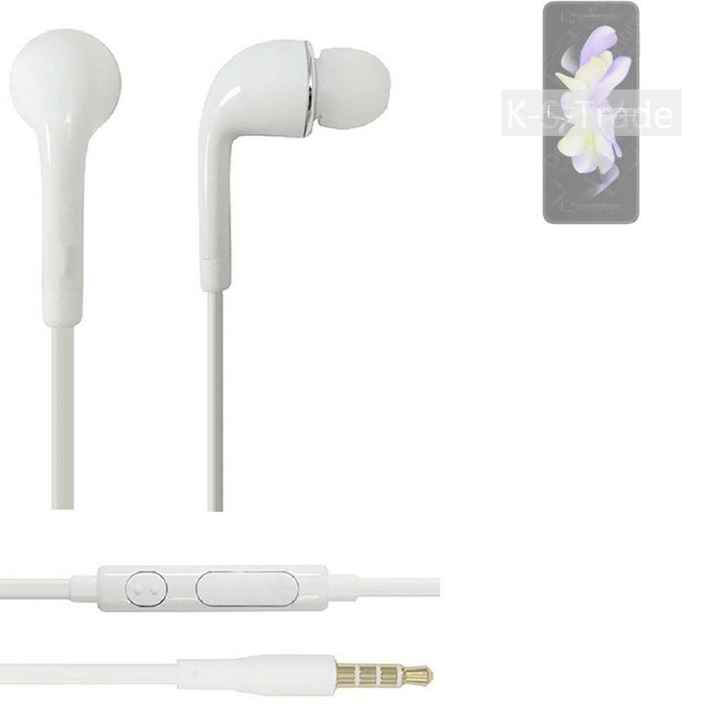 K-S-Trade für Samsung Galaxy Z Flip4 In-Ear-Kopfhörer (Kopfhörer Headset mit Mikrofon u Lautstärkeregler weiß 3,5mm)