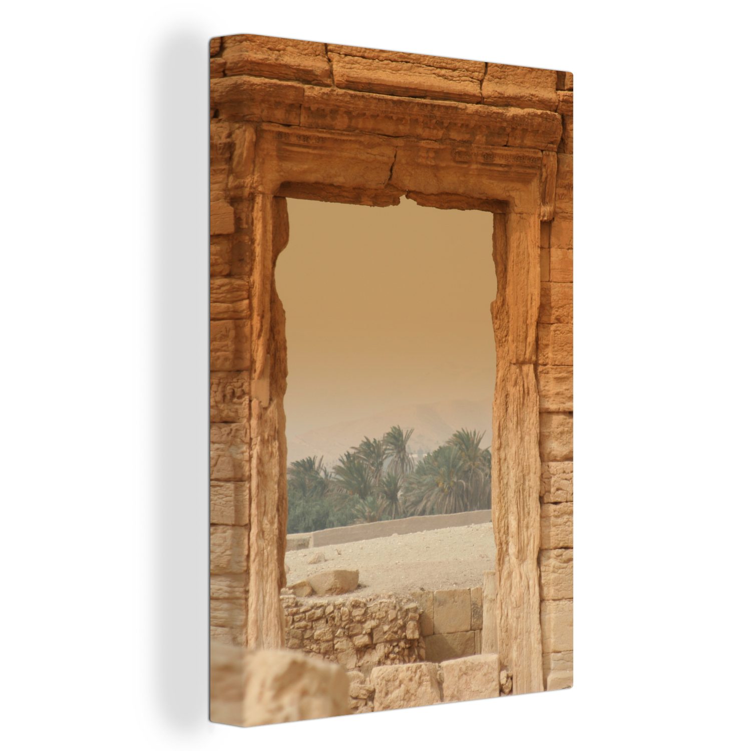 OneMillionCanvasses® Leinwandbild Palmyra die St), Wüste von 20x30 auf (1 Leinwandbild Zackenaufhänger, bespannt Blick Gemälde, inkl. aus, cm fertig