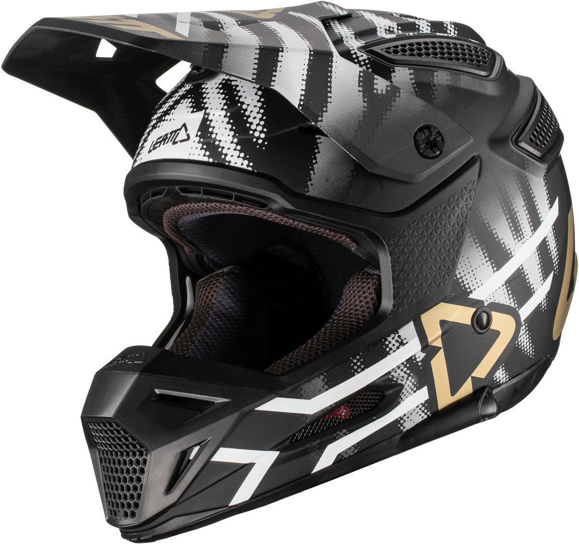 Leatt Motocrosshelm GPX 5.5 V20.2 Zebra Motocross Helm, Notfallsystem-Polsterung (EQRS)