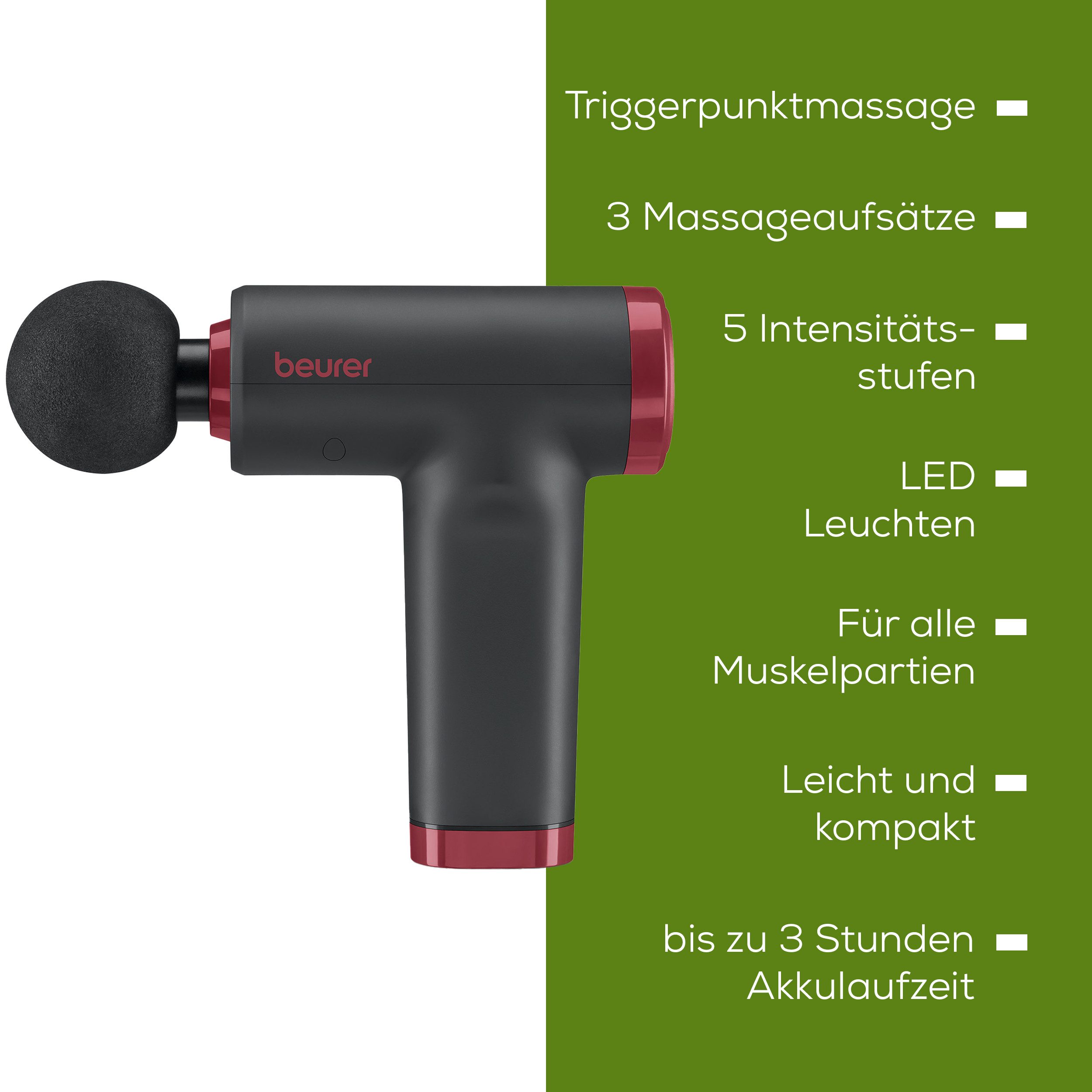 BEURER Massagepistole MG 89 CompactPower Limited Edition 2025 in kompaktem Design, Aktivierung und Regeneration durch gezielte Muskelmassage