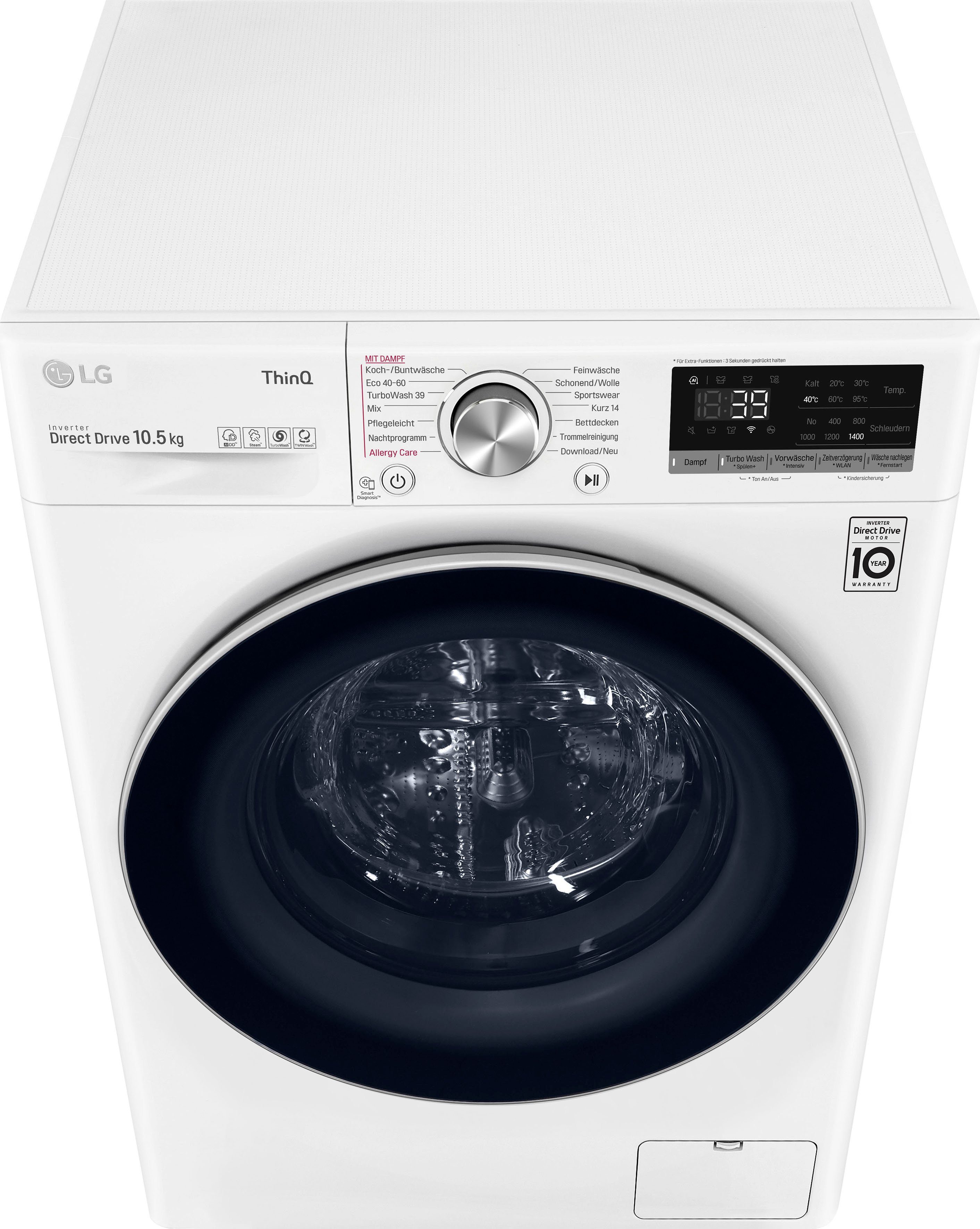 TurboWash® 7 Waschen - F4WV710P1E, 10,5 LG 39 U/min, nur Minuten Waschmaschine 1400 in Serie kg,