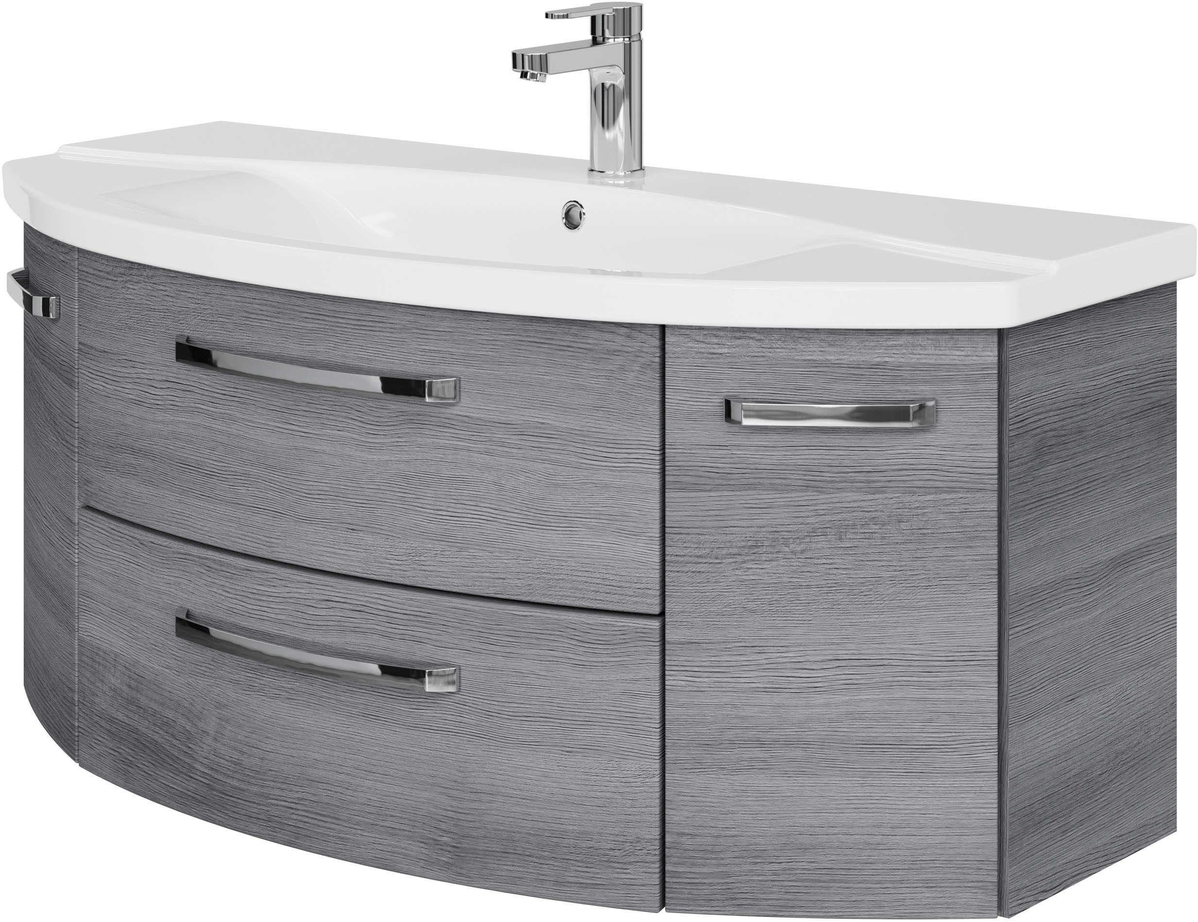 Saphir Waschtisch Serie 4010 Keramik-Waschtisch mit Unterschrank, 120,5 cm breit, Waschplatz mit 2 Türen, 2 Schubladen, Badmöbel-Set mit Waschtisch