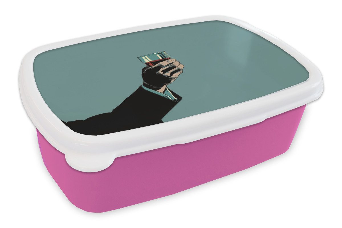 MuchoWow Lunchbox Arm - Glas - Anzug - Blau, Kunststoff, (2-tlg), Brotdosen, Lunch Box, Brotbox für Kinder und Erwachsene