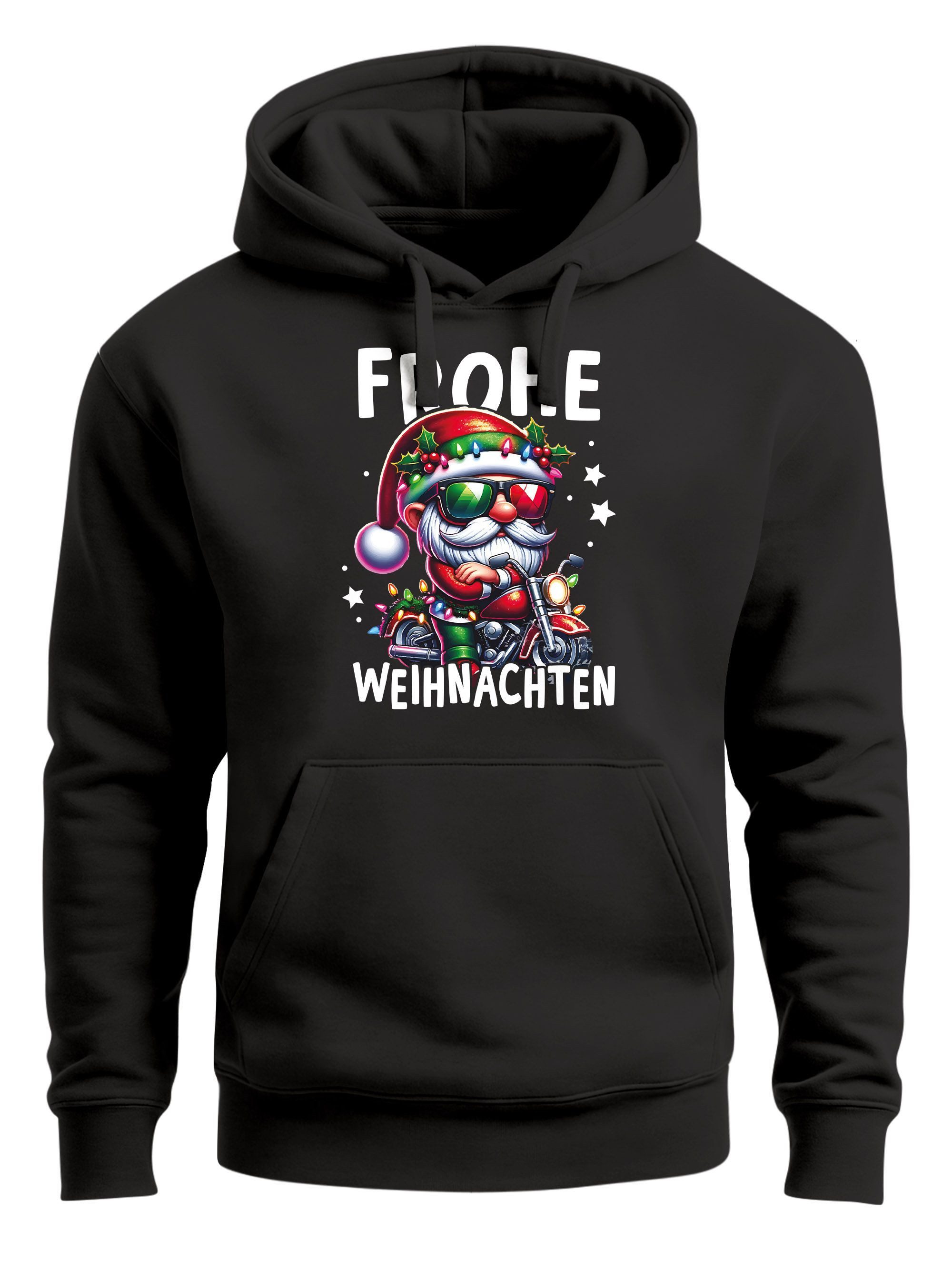Hoodie Hoodie Herren Frohe Weihnachten Santa Biker Aufdruck Kapuzen-Pullover