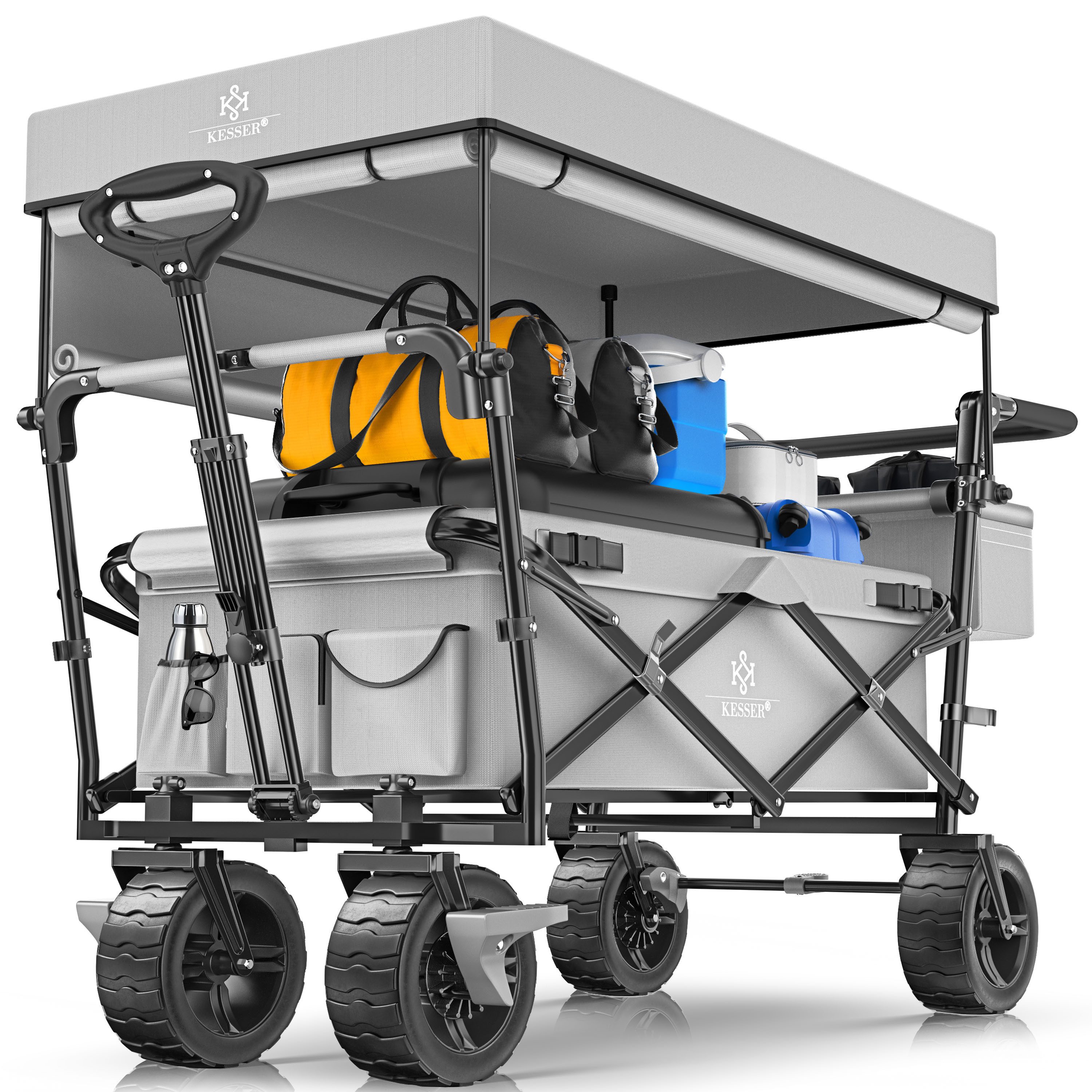 KESSER Bollerwagen, Bollerwagen faltbar GT9000 mit Dach Handwagen Transportwagen