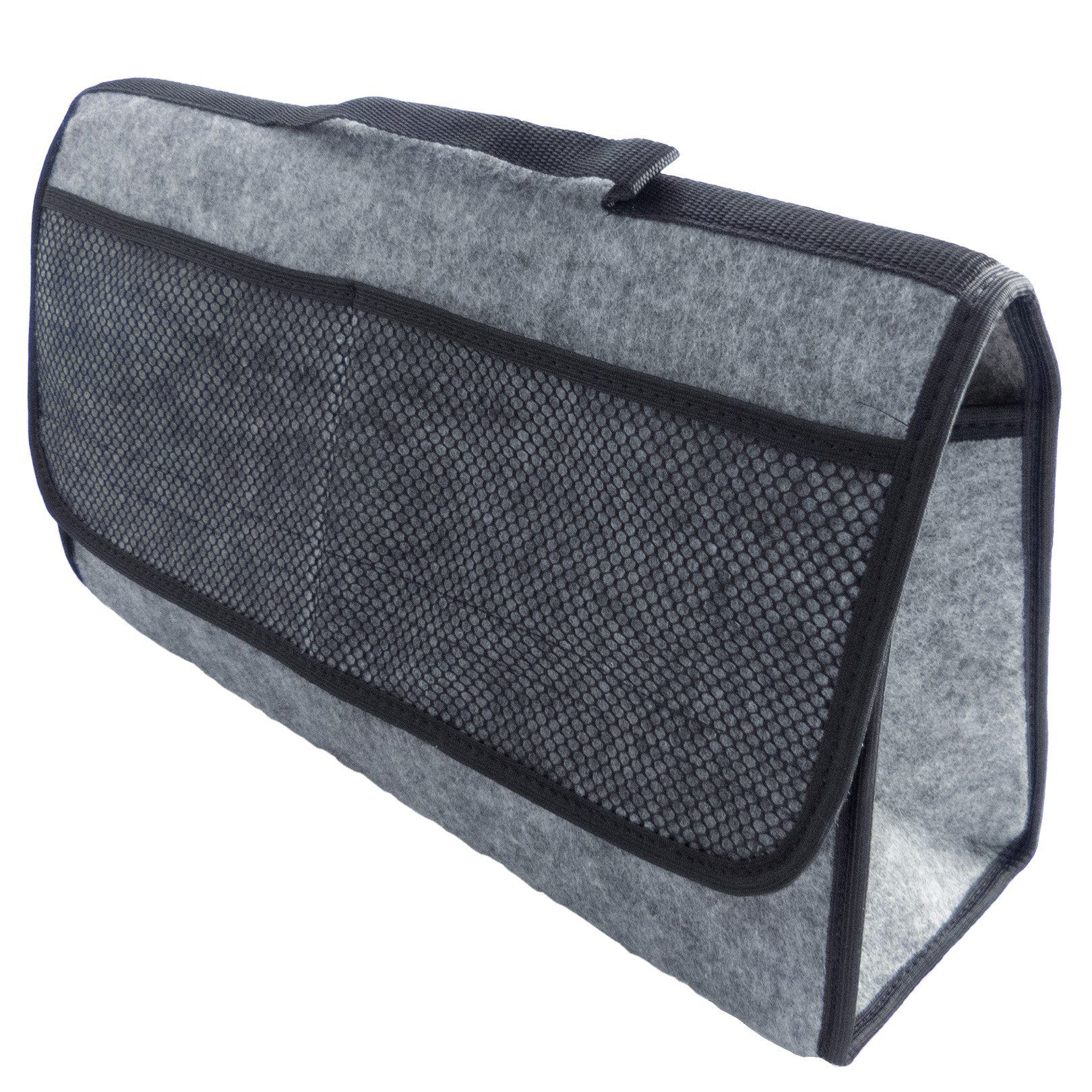 L & P Car Design Organizer Kofferraumtasche Auto in grau mit schwarzem Saum
