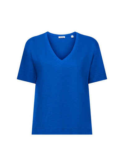 Esprit T-Shirt Slub-T-Shirt mit V-Ausschnitt (1-tlg)