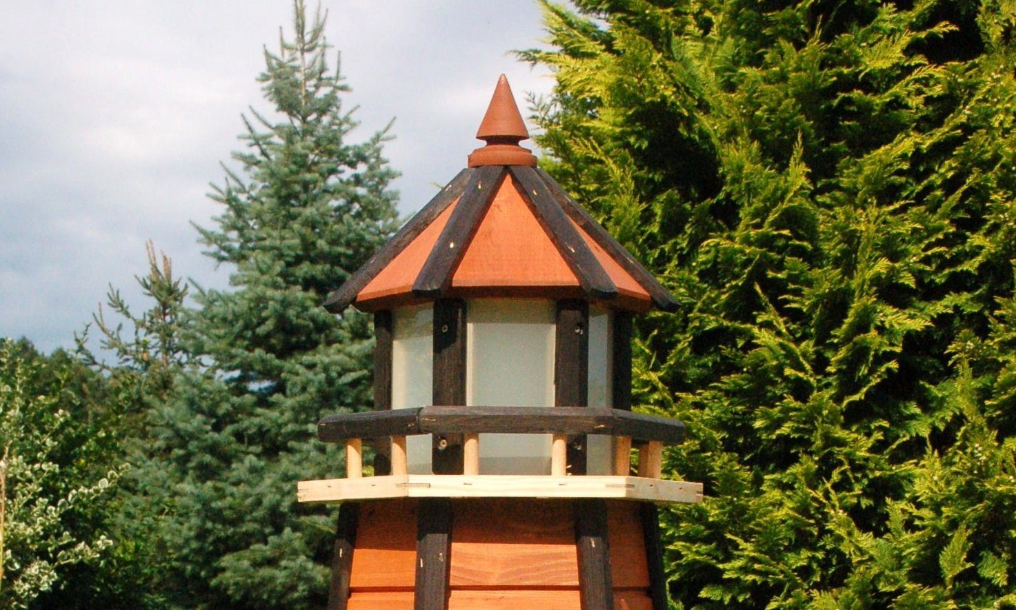 Holz DEKO Leuchtturm mit HANNUSCH 230 1,40 V Gartenfigur braun Beleuchtung DSH m SHOP