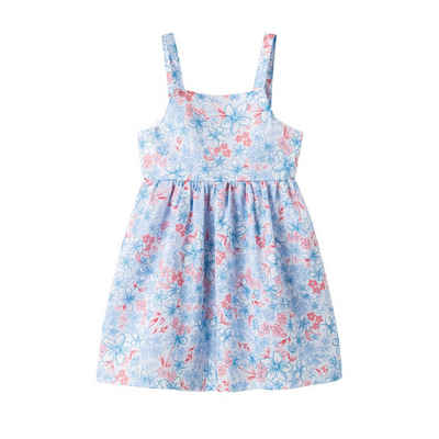 suebidou Sommerkleid Mädchenkleid mit Trägern Blumenmuster Midikleid blau Blumenmuster Allover