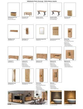 expendio Vitrine Porto 4 Eiche bianco 50x203x42 cm aus Massivholz