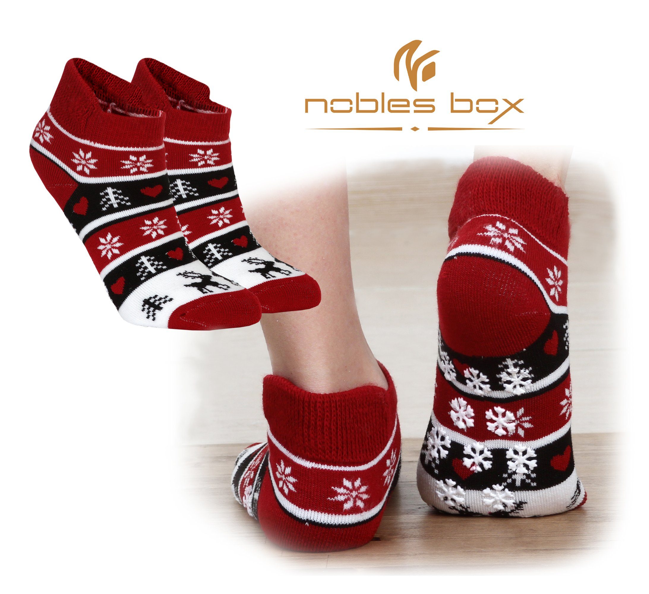 NoblesBox 3-Paar, Damen (Beutel, Socken, 37-40 Größe) Wintersocken Rutschfest Thermosocken Haussocken EU Warme Asorti-2