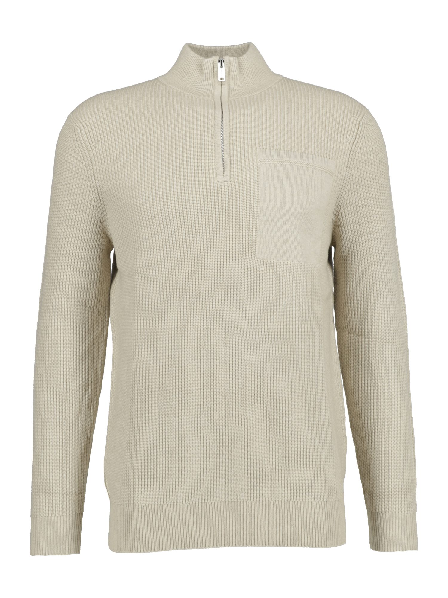 Profuomo Troyer natur,Casual,Polyester,Unifarben,Troyer-Kragen,Lang,Regular Fit