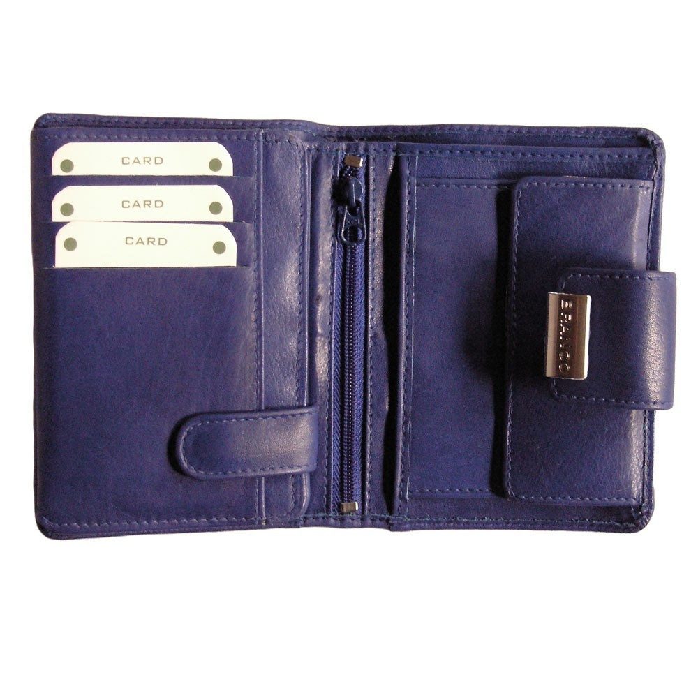 BRANCO Geldbörse Große Damen-Geldbörse / Portemonnaie, Leder, Azur-Blau, Branco 12050