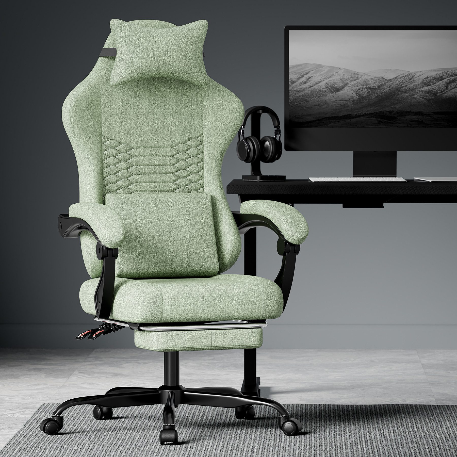 BlingBin Gaming-Stuhl Massage Gaming Sessel mit Fußstütze, PC Stuhl Gamer Stuhl Bürostuhl (1er Set, 1 St), Ergonomisches Design, verstellbare Armlehnen und Rückenlehne