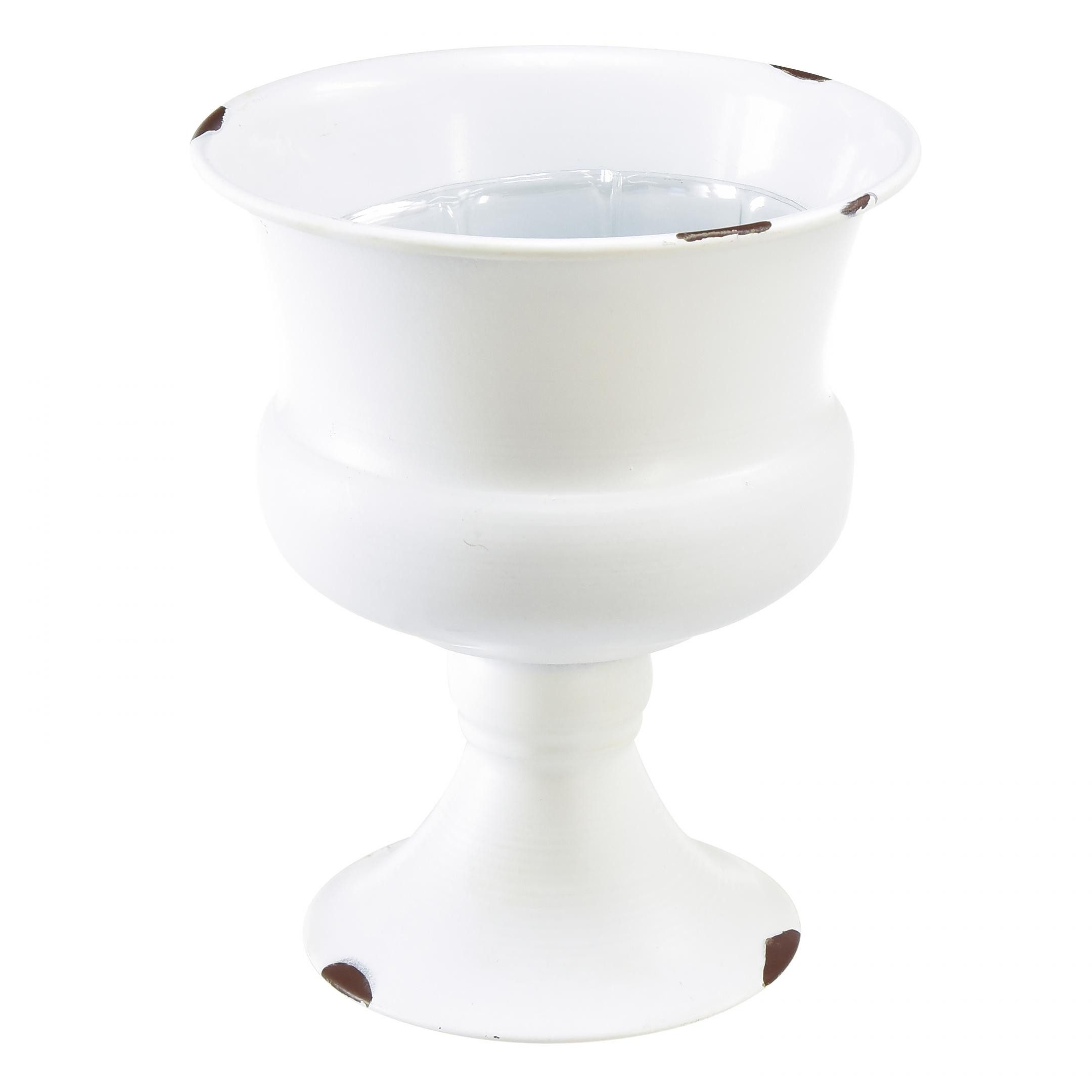 Dekoschale Pokalvase Weiß Rost Deko Shabby Chic Vintage Ø13,5cm H15cm