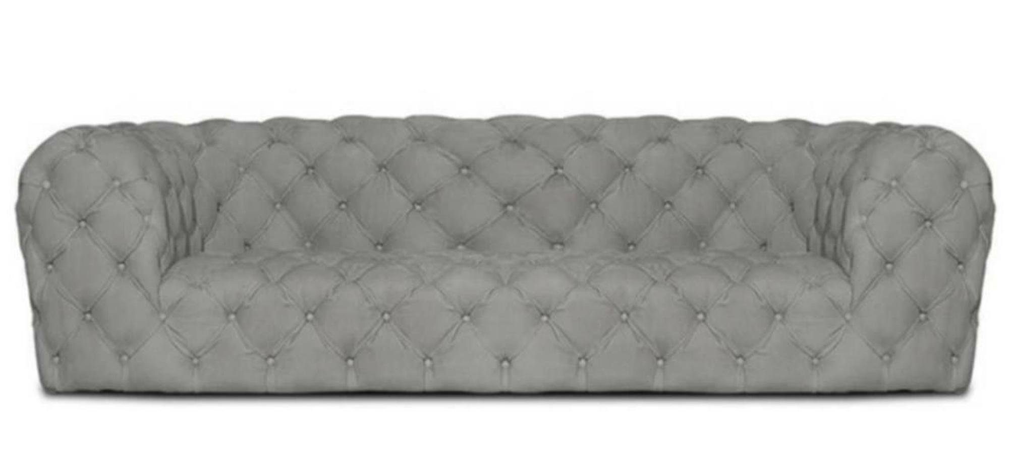 JVmoebel Chesterfield-Sofa, Grau Wohnzimmer Modern Stoff Couchen Chesterfield Sofa Design Möbel