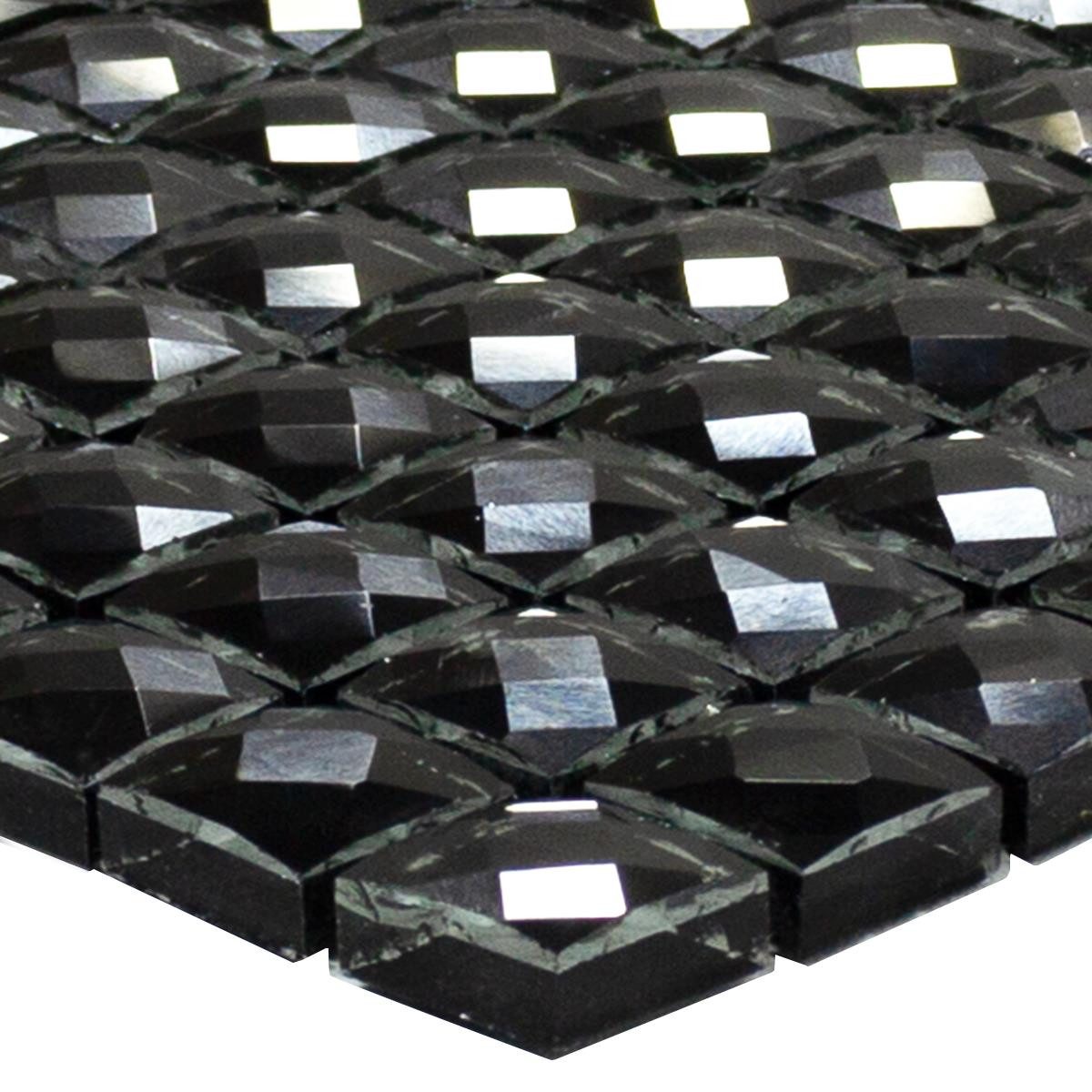 Mosafil Mosaikfliesen Glasmosaik Fliesen Black Diamond, Glas 30.000x30.000, schwarz, Verlegefertig auf ein Netz geklebt - Frostsicher - Wasserfest