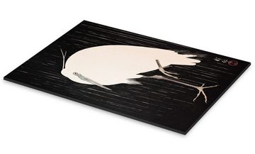 Posterlounge Acrylglasbild Ohara Koson, Weißer Kranich im Regen, Wohnzimmer Japandi Malerei