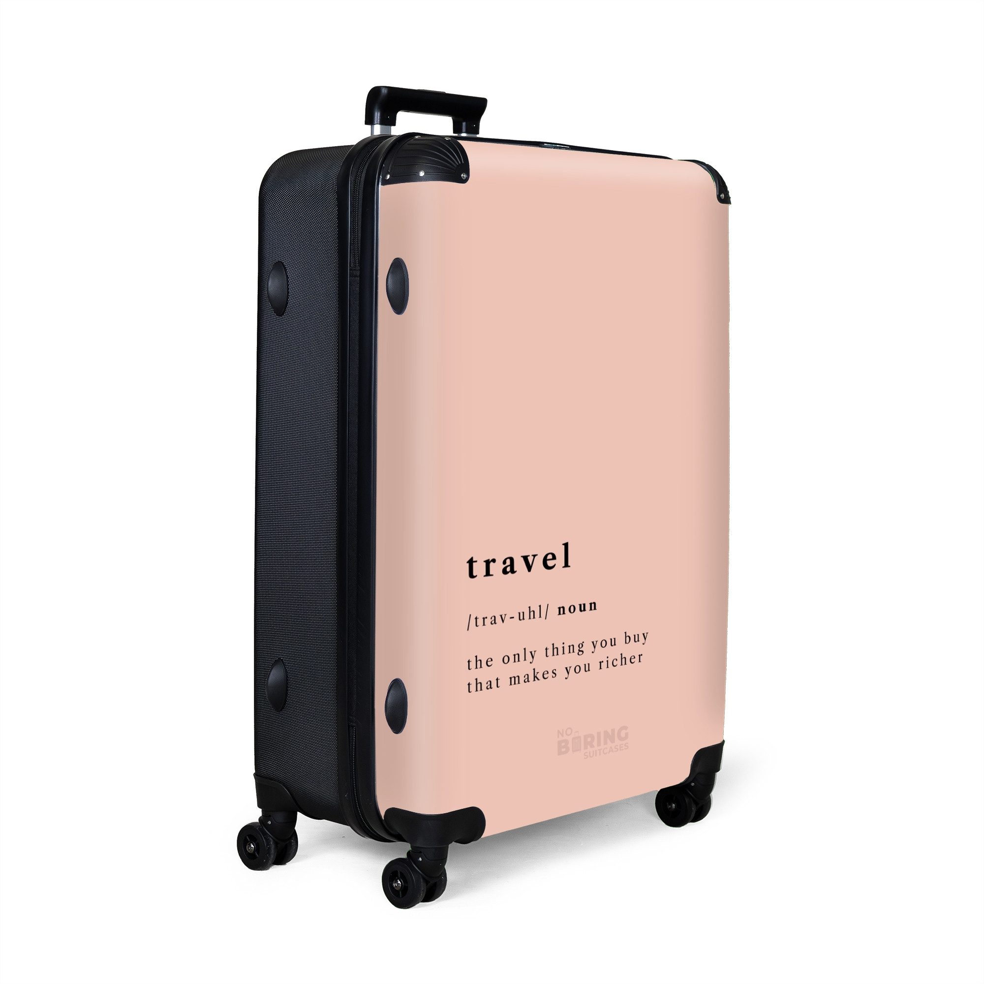 NoBoringSuitcases.com© Hartschalen-Trolley Rosa mit 'Reise'-Definition 77 günstig online kaufen