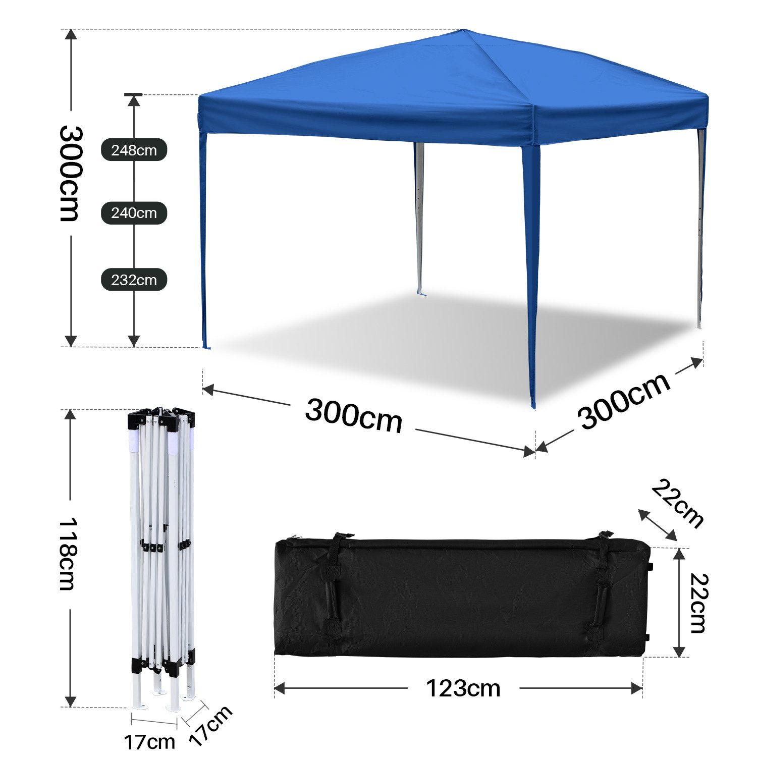 Clanmacy Pavillon Pavillon 3x3m Blau Pop günstig online kaufen