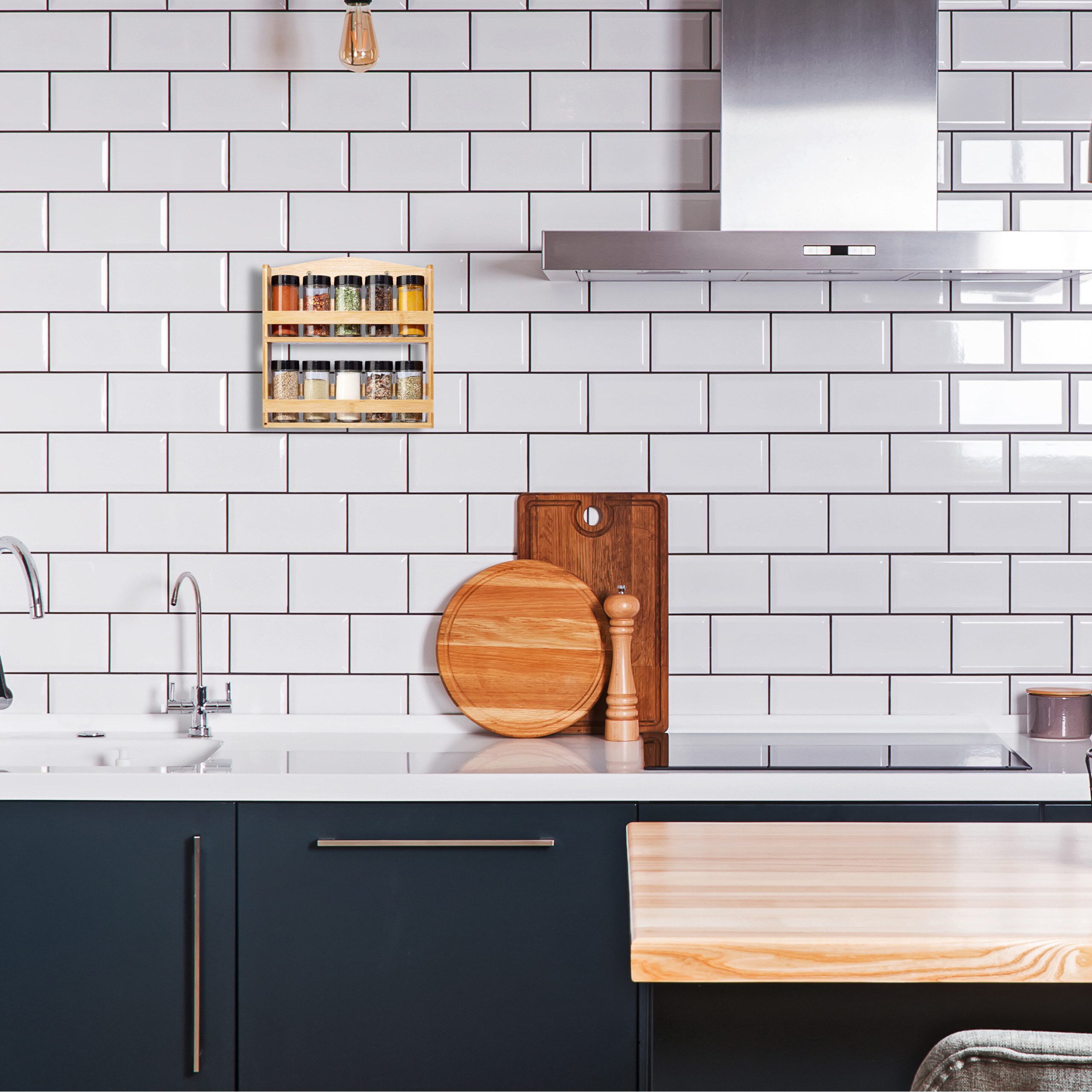 relaxdays Gewürzregal Bambus Gewürzregal 10 Gläser günstig online kaufen