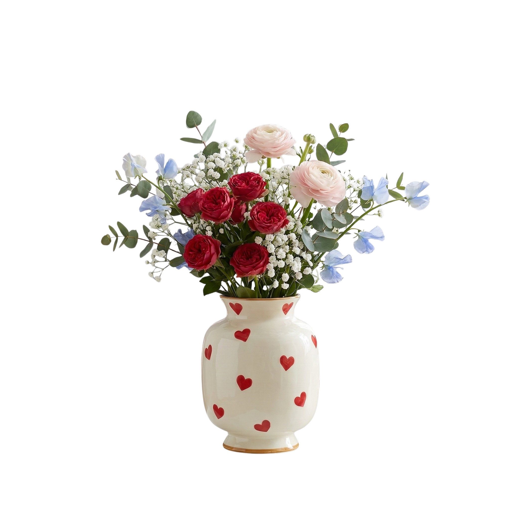 Norvéa Home Dekovase Deko-Vase mit Herzmuster aus Keramik kleine Blumenvase, Herzmuster, dekorativ, bauchige Form