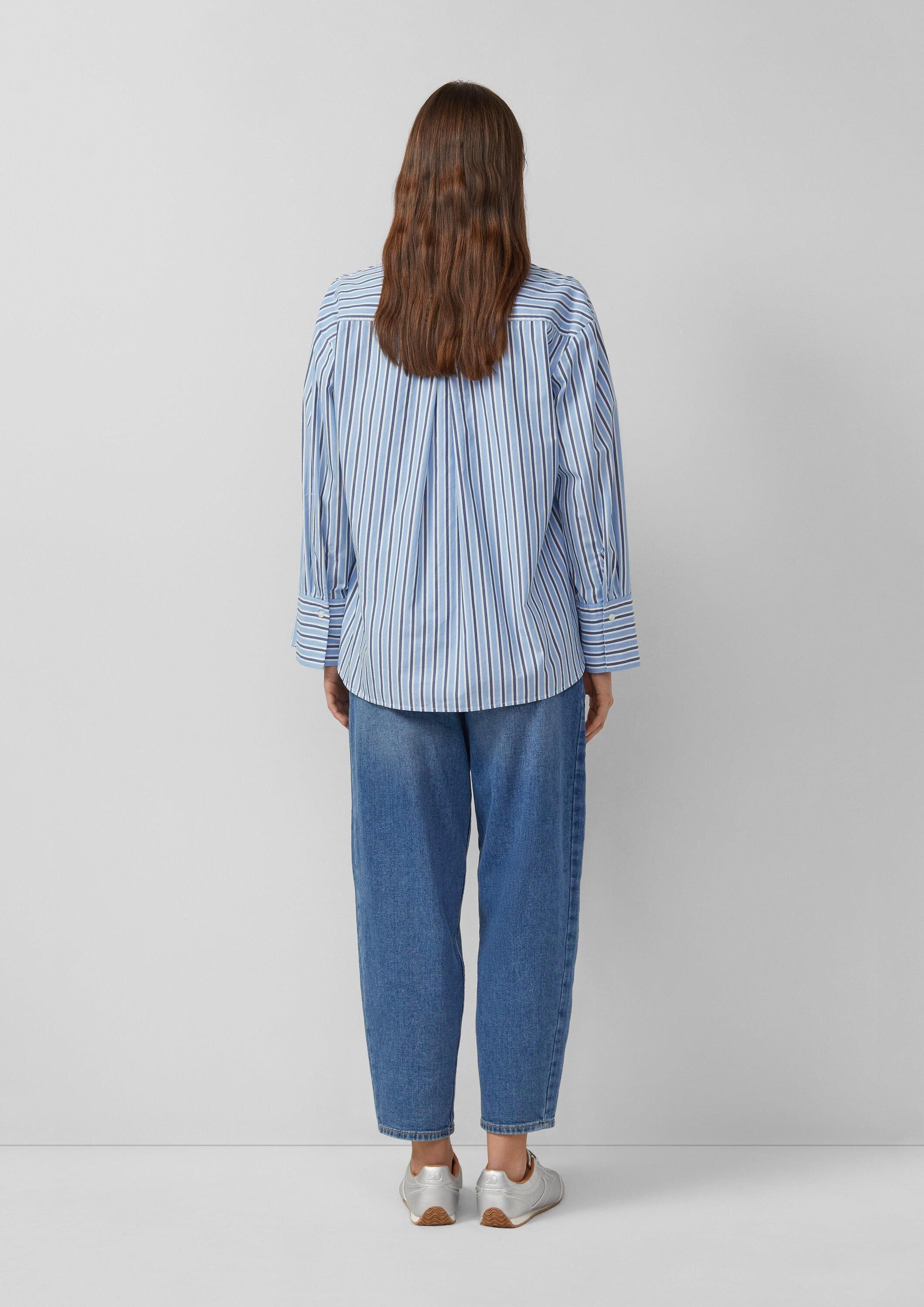 s.Oliver Langarmbluse Bluse Gestreifte Popeline-Bluse im Relaxed Fit mit Hemdkragen