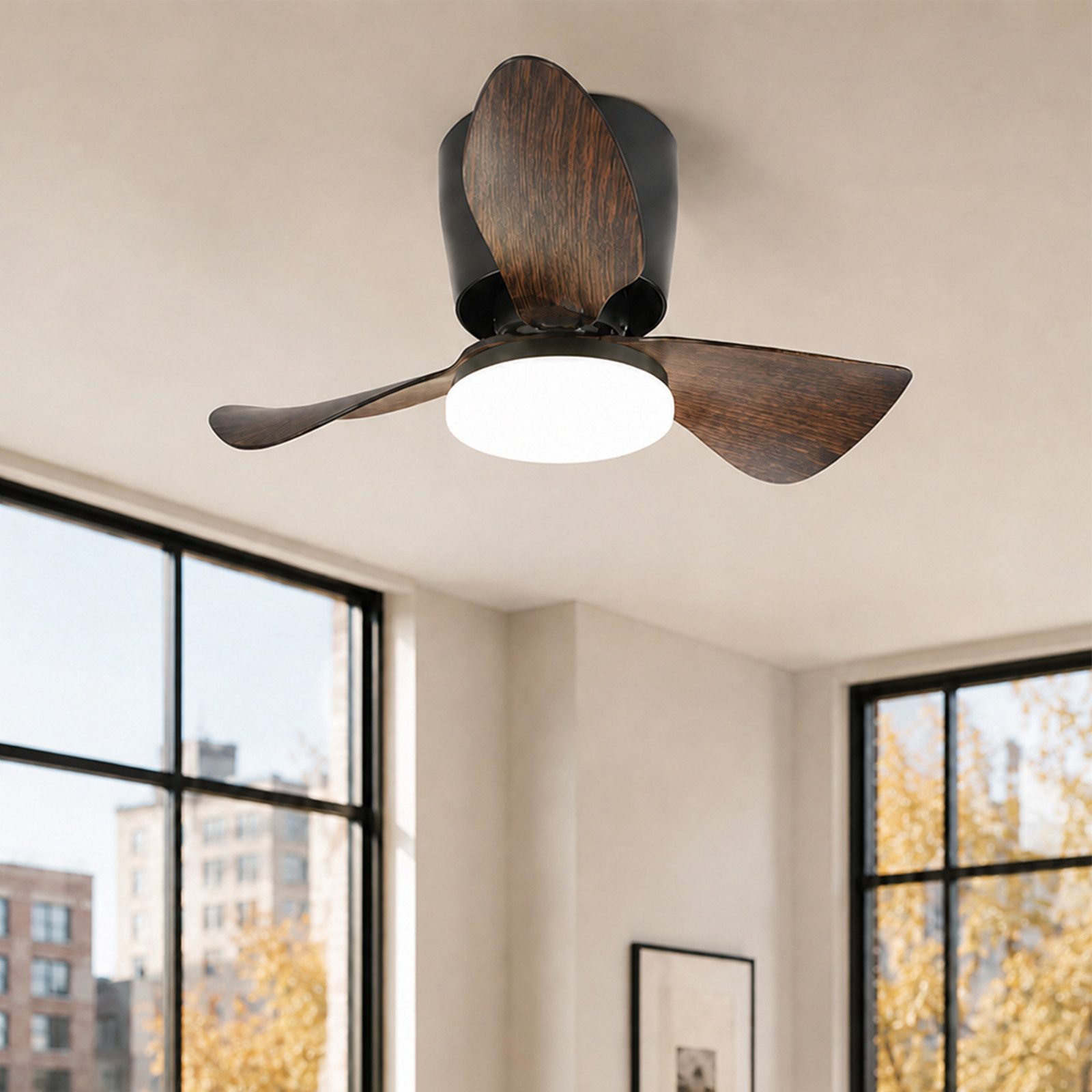 ZMH Deckenventilator Mit Beleuchtung Leise 70CM Dimmbar Deckenlampe 6-Gang Wohnzimmer, Modern 23W Weiß Lampe mit Ventilator Timer für Esszimmer