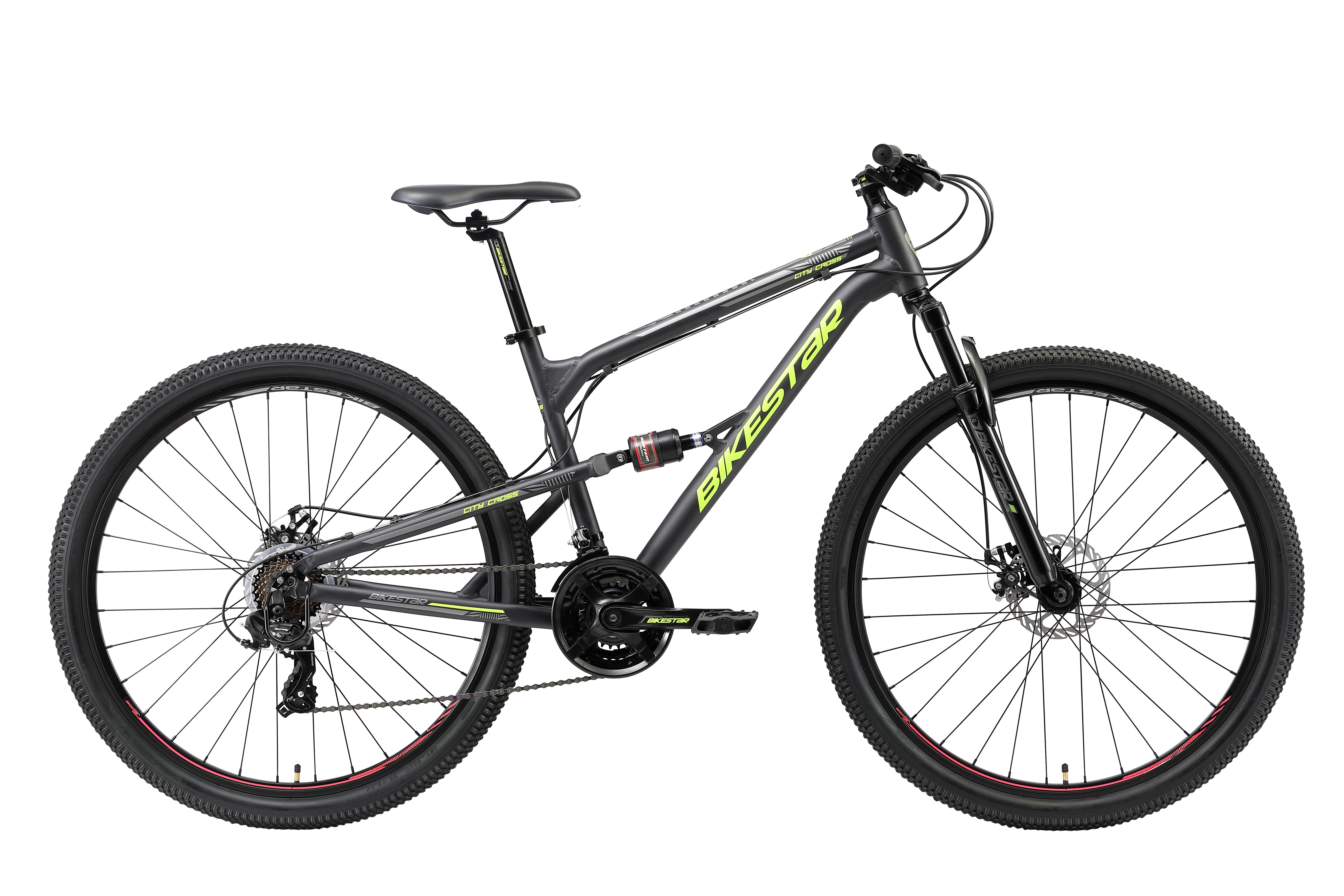 Bikestar Mountainbike, 21 Gang Shimano RD-TY300 Schaltwerk, Kettenschaltung, für Damen und Herren, Kettenschaltung