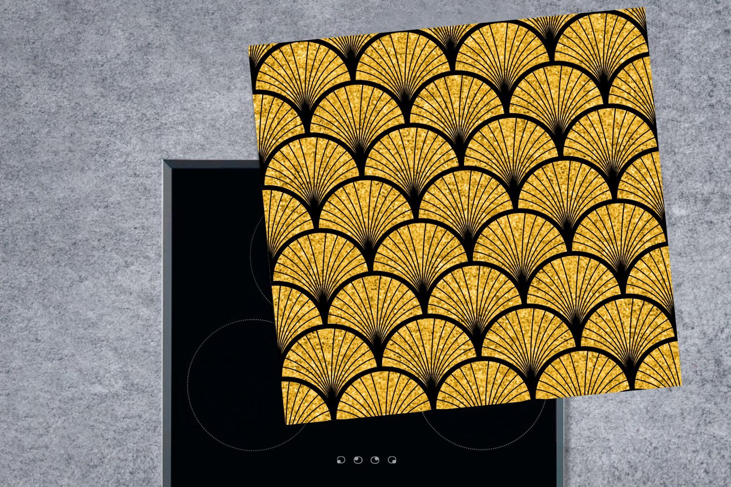 cm, (1 Gold Arbeitsplatte - tlg), MuchoWow Art Vinyl, küche deco - Luxus, 78x78 Ceranfeldabdeckung, Muster für - Herdblende-/Abdeckplatte
