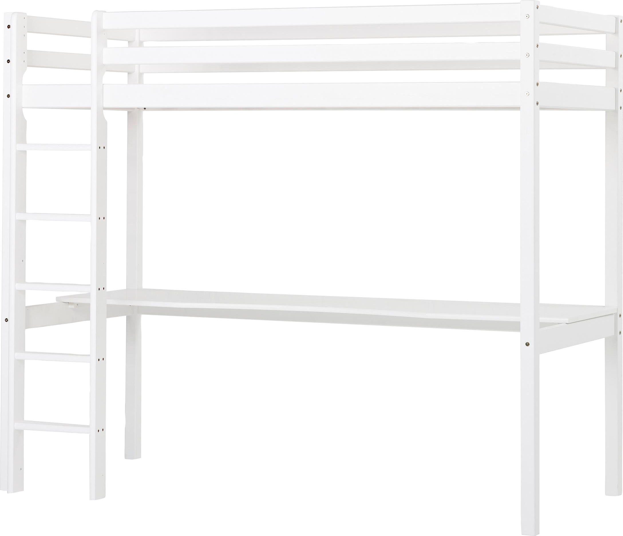 Hoppekids Hochbett "Hochbett 90x200cm mit Schreibtisch, umbaubar zu Einzelb günstig online kaufen