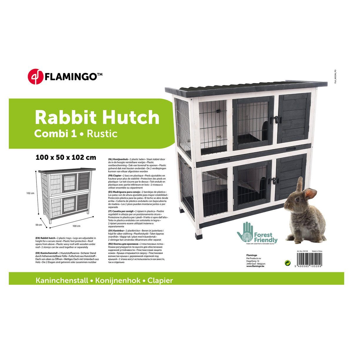 Flamingo Kleintierstall Kaninchenstall Combi 1 rustikal günstig online kaufen